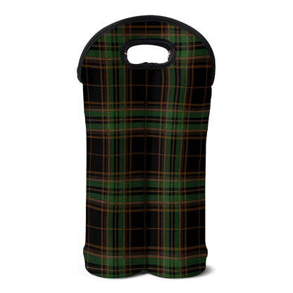 Black And Green Stewart Tartan Print Double Neoprene Wine Tote