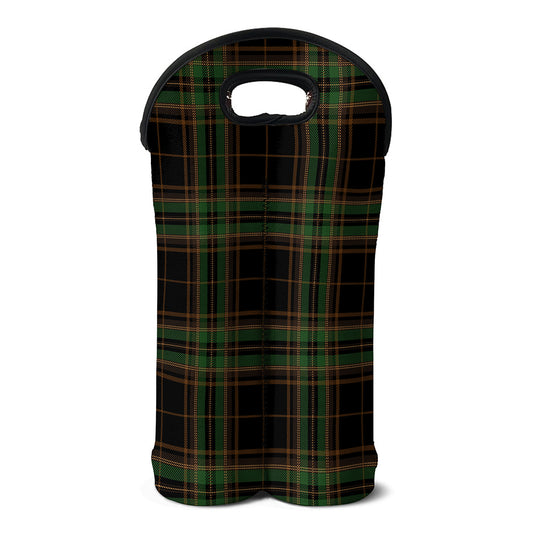 Black And Green Stewart Tartan Print Double Neoprene Wine Tote