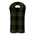 Black And Green Stewart Tartan Print Double Neoprene Wine Tote
