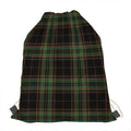 Black And Green Stewart Tartan Print Drawstring Bag