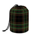 Black And Green Stewart Tartan Print Drawstring Makeup Bag