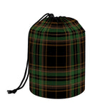 Black And Green Stewart Tartan Print Drawstring Makeup Bag