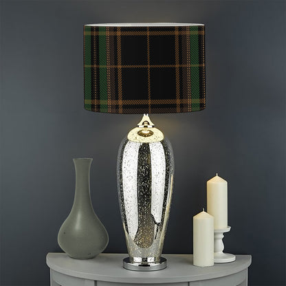Black And Green Stewart Tartan Print Drum Lamp Shade