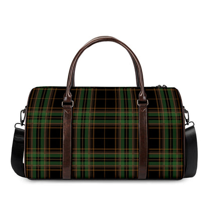 Black And Green Stewart Tartan Print Duffle Bag