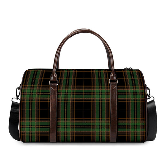 Black And Green Stewart Tartan Print Duffle Bag