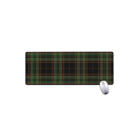 Black And Green Stewart Tartan Print Extended Mouse Pad