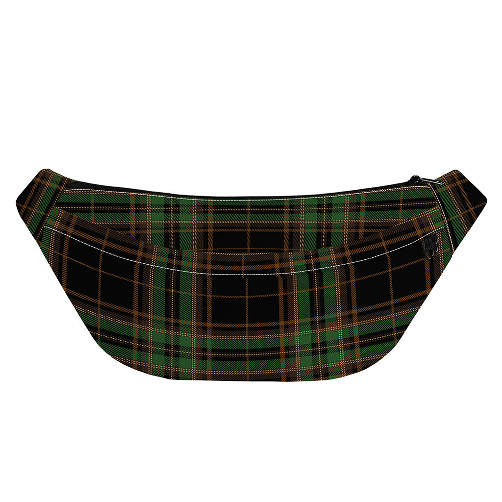 Black And Green Stewart Tartan Print Fanny Pack