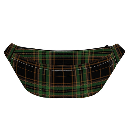 Black And Green Stewart Tartan Print Fanny Pack