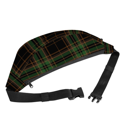 Black And Green Stewart Tartan Print Fanny Pack