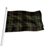 Black And Green Stewart Tartan Print Flag