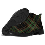 Black And Green Stewart Tartan Print Flat Ankle Boots