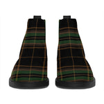 Black And Green Stewart Tartan Print Flat Ankle Boots