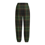 Black And Green Stewart Tartan Print Fleece Lined Knit Pants