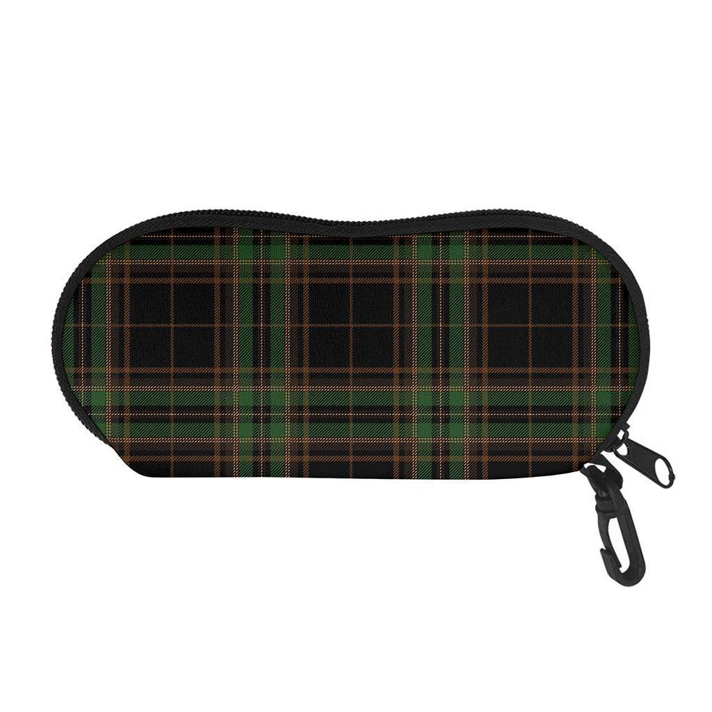 Black And Green Stewart Tartan Print Glasses Case