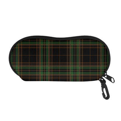Black And Green Stewart Tartan Print Glasses Case