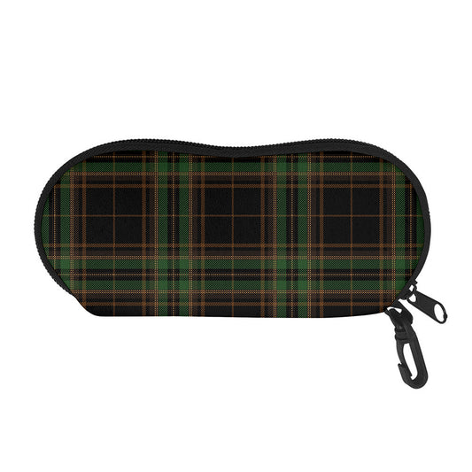 Black And Green Stewart Tartan Print Glasses Case