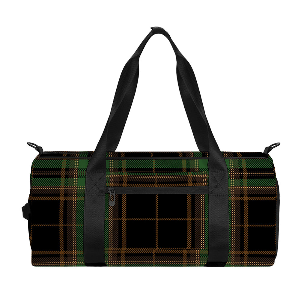 Black And Green Stewart Tartan Print Gym Bag