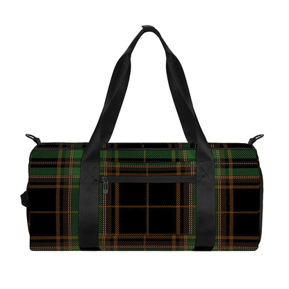 Black And Green Stewart Tartan Print Gym Bag