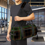 Black And Green Stewart Tartan Print Gym Bag