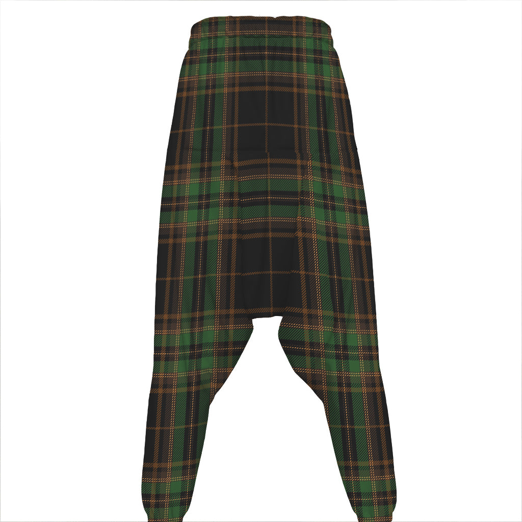 Black And Green Stewart Tartan Print Hammer Pants