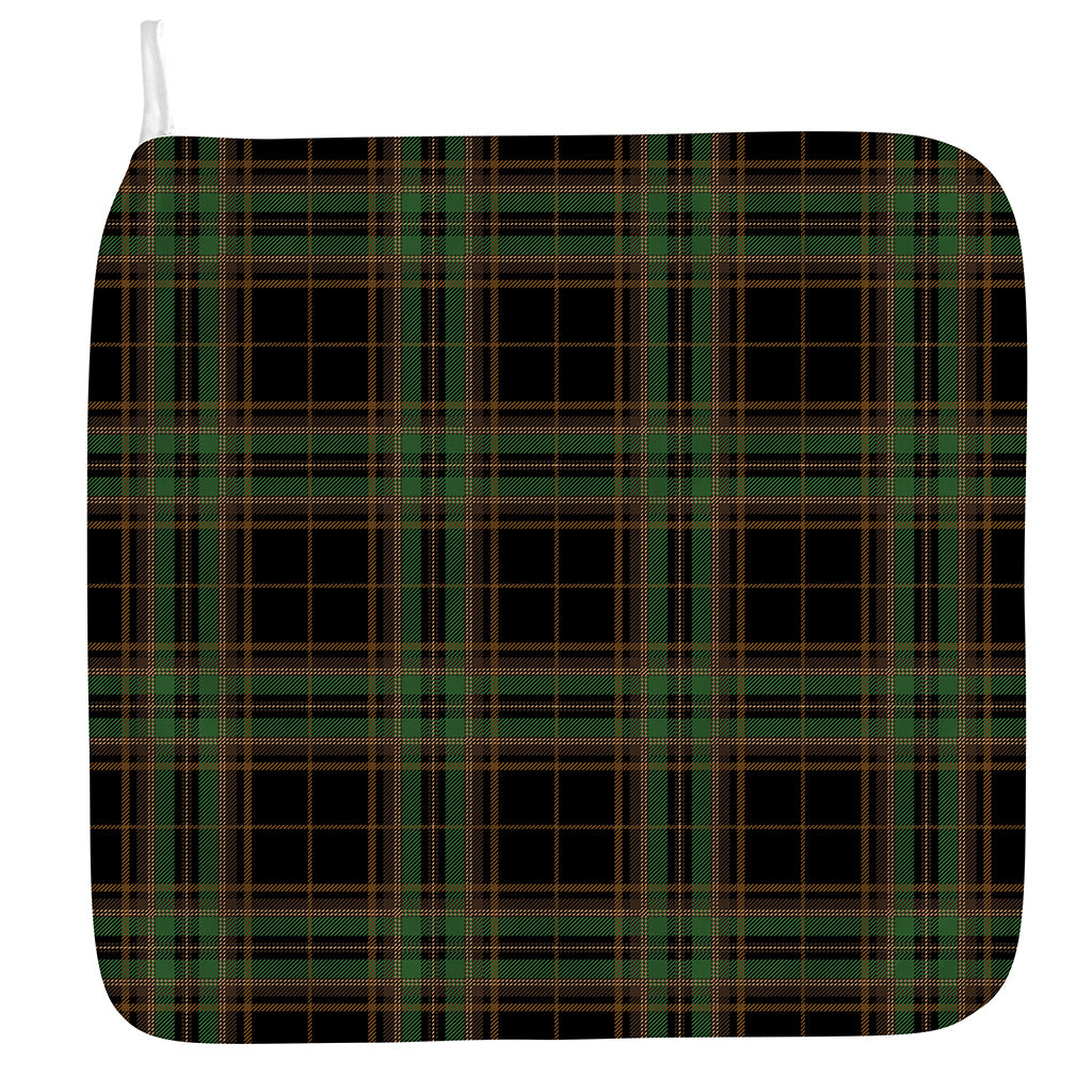 Black And Green Stewart Tartan Print Hand Towel