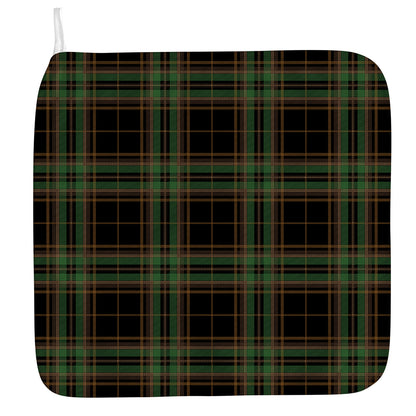 Black And Green Stewart Tartan Print Hand Towel