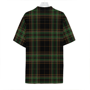 Black And Green Stewart Tartan Print Hawaiian Shirt