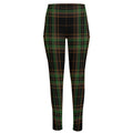 Black And Green Stewart Tartan Print High-Waisted Pocket Leggings