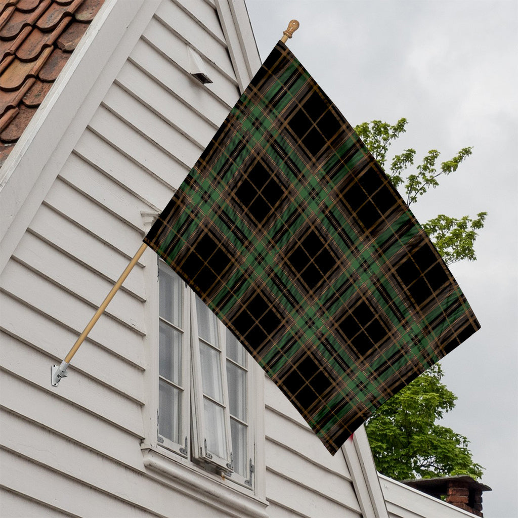 Black And Green Stewart Tartan Print House Flag