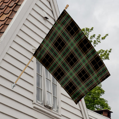 Black And Green Stewart Tartan Print House Flag