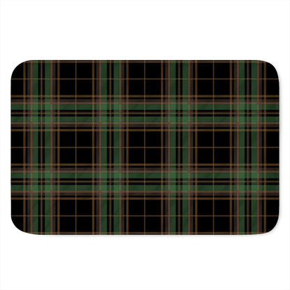 Black And Green Stewart Tartan Print Indoor Door Mat