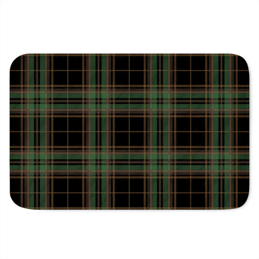 Black And Green Stewart Tartan Print Indoor Door Mat