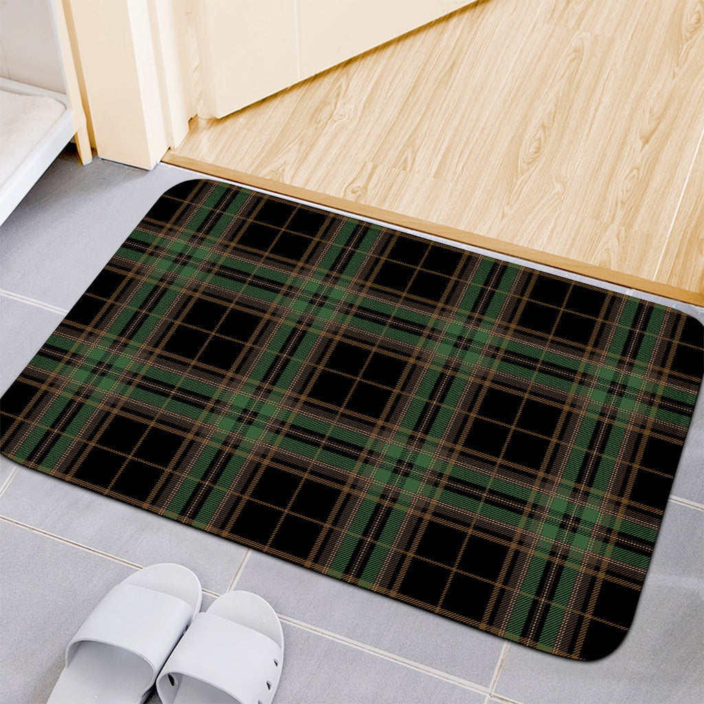 Black And Green Stewart Tartan Print Indoor Door Mat