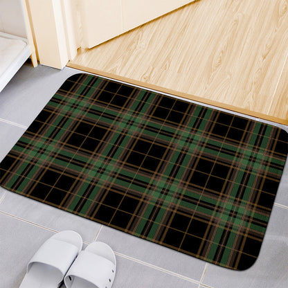 Black And Green Stewart Tartan Print Indoor Door Mat