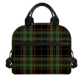 Black And Green Stewart Tartan Print Insulated Lunch Bag