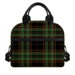 Black And Green Stewart Tartan Print Insulated Lunch Bag