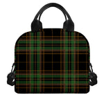 Black And Green Stewart Tartan Print Insulated Lunch Bag