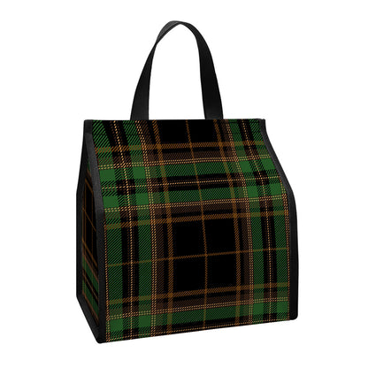 Black And Green Stewart Tartan Print Insulated Lunch Tote