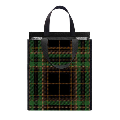 Black And Green Stewart Tartan Print Insulated Lunch Tote