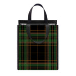 Black And Green Stewart Tartan Print Insulated Lunch Tote
