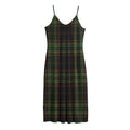 Black And Green Stewart Tartan Print Jersey Midi Cami Dress