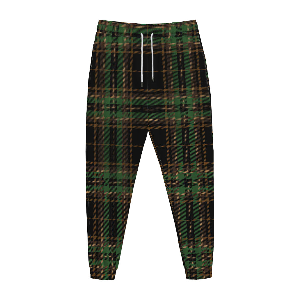 Black And Green Stewart Tartan Print Jogger Pants