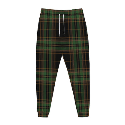 Black And Green Stewart Tartan Print Jogger Pants