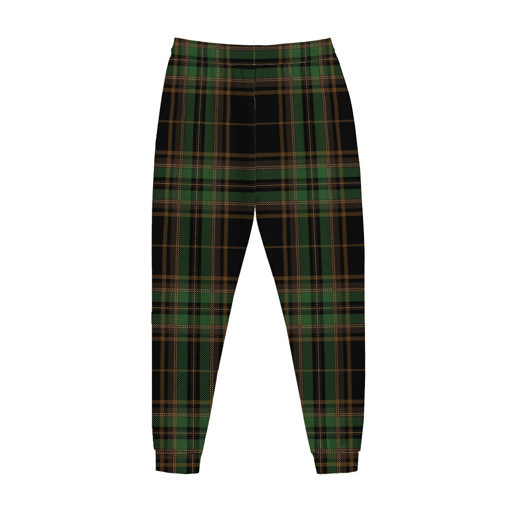 Black And Green Stewart Tartan Print Jogger Pants