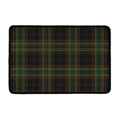 Black And Green Stewart Tartan Print Kitchen Mat