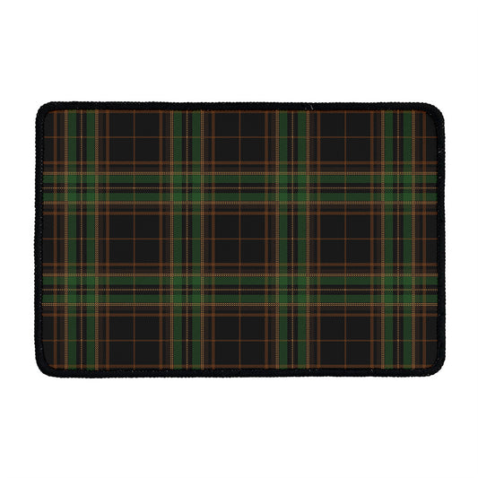 Black And Green Stewart Tartan Print Kitchen Mat