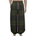 Black And Green Stewart Tartan Print Lantern Pants
