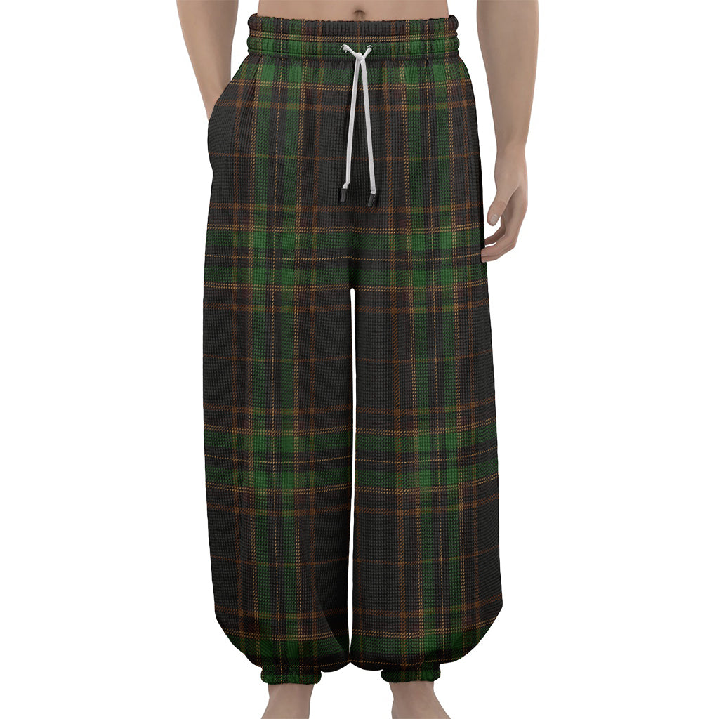 Black And Green Stewart Tartan Print Lantern Pants