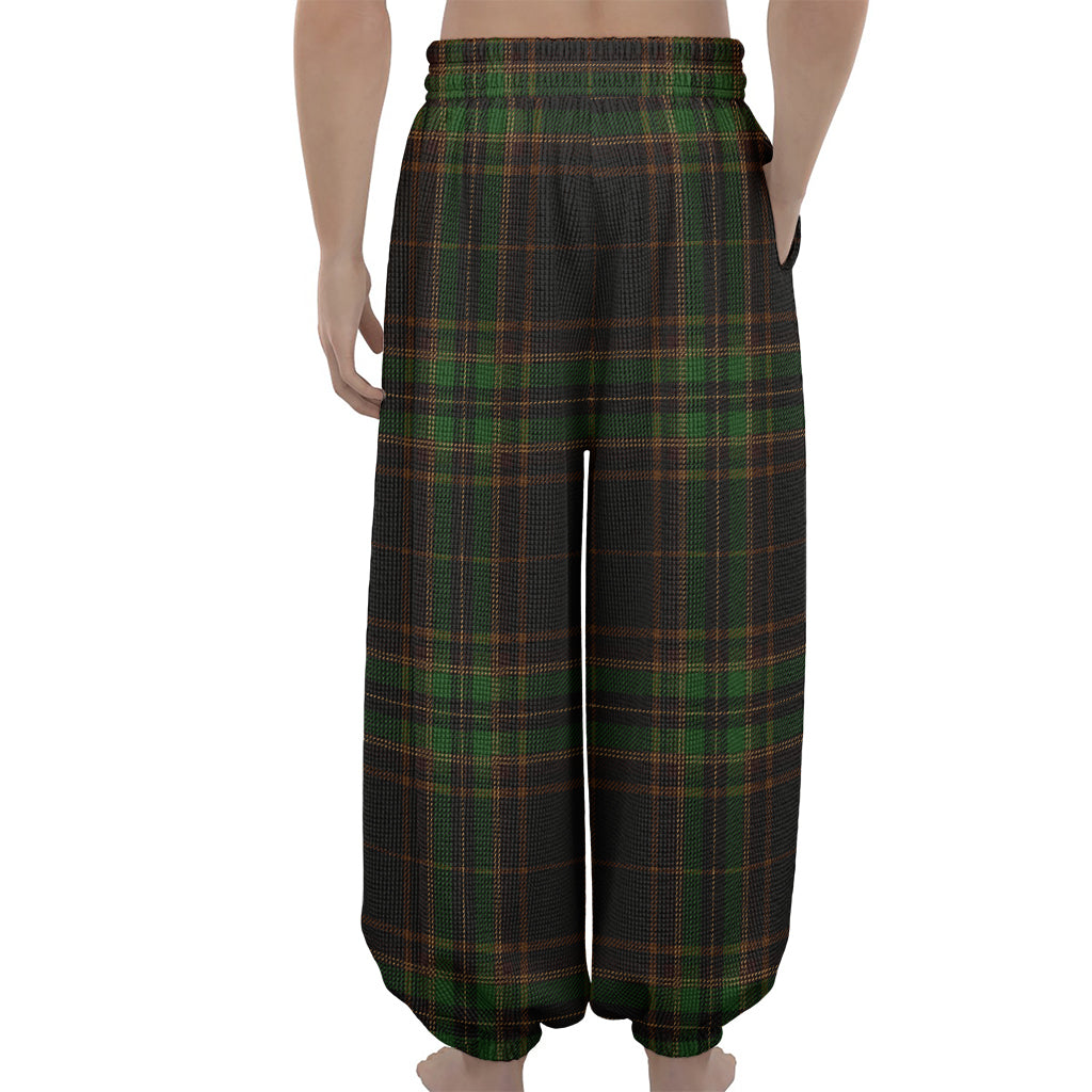 Black And Green Stewart Tartan Print Lantern Pants