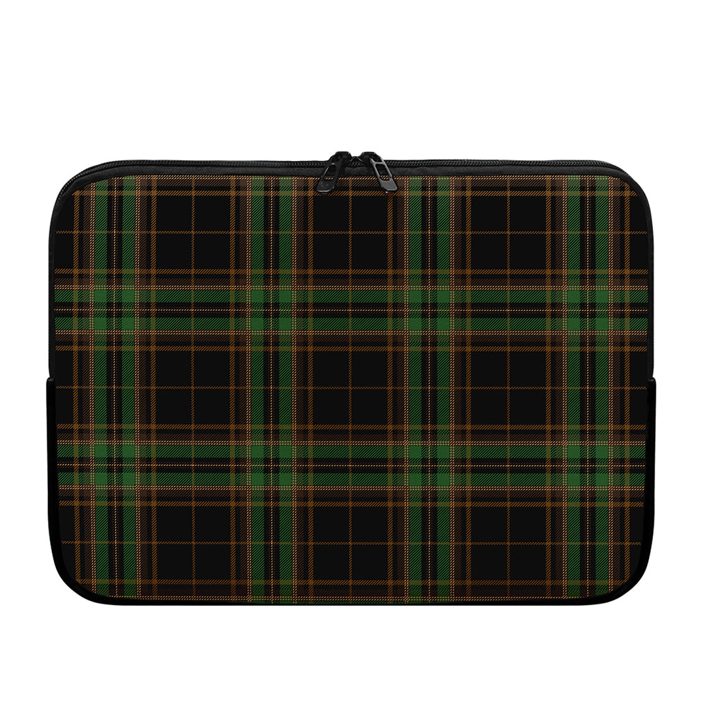 Black And Green Stewart Tartan Print Laptop Sleeve